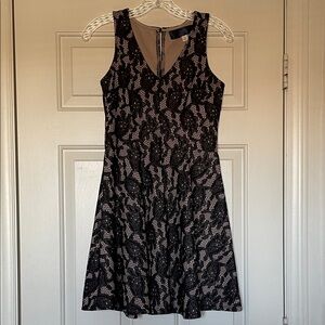 Francesca's Collections Black and Cream Lace Mini Dress